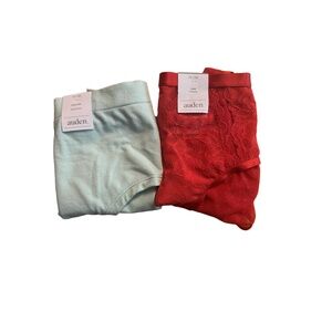 Auden Womens Panties Size 1X 2 Pack Red Mint Green Lace Cheeky Hipster Comfy